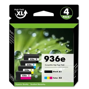 936E 936XL Ink Cartridge (4-Pack) for HP OfficeJet 9120 9135e 9120e 9110 9730e - Picture 1 of 6