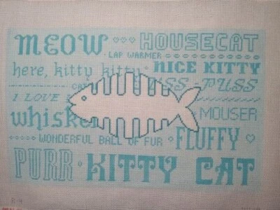 Cat Words and Bone Fish HP Canvas By Julia - Image 1 of 2