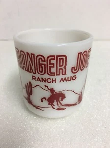 Vintage HAZEL ATLAS Red Ranger Joe Ranch Becher Kinder D Henkel Milchglas Becher - Bild 1 von 3