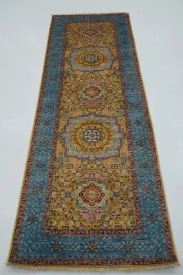 3 x 8 ft Orange Turkish Mamluk Fine quality Hand knotted Medallion Runner Rug - Image 1 of 4