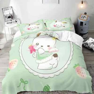 Juego de cama funda nórdica Pochacco impresión 3D dibujos animados animados patrón niños Foto 1 de 4