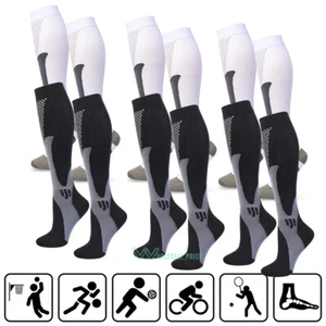 Pairs Compression Socks 30-40 mmhg Knee High Running Sport Long Stockings Ankle - Picture 1 of 36