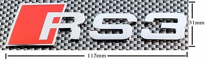 RS3 insignia maletero 3D METAL CROMO EMBLEMA PEGATINA TRASERA SE ADAPTA A AUDI A3 S3 RS3 Foto 1 de 4