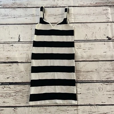 Mini Vestido Bebe Negro Blanco Rayas Talla Pequeña Sexy Bodycon Hecho en EE. UU. Foto 1 de 4