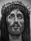 Dessin d'art au charbon de bois imprimé de Jésus de Nazareth 8,5"" X 11"" par l'artiste J Glaza.