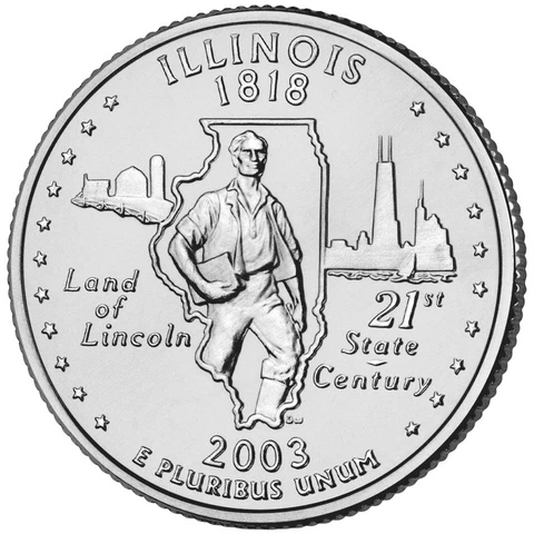 2003 D Illinois State Quarter.  Uncirculated From US Mint roll Cover