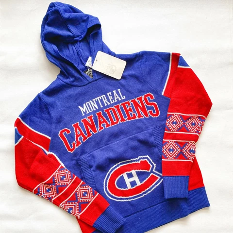 New NHL Montreal Canadiens Red Blue Youth Sweater Small Cover