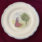 Jeanne Koch Hand Painted Round Plate; Signed, Apple Tree, Country Girl, Folk Art