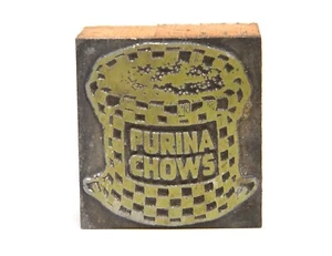 VINTAGE LETTERPRESS PRINTERS BLOCK PURINA CHOWS PET FOOD ADVERTISING LOGO - Picture 1 of 4