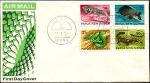 Papúa Nueva Guinea 1972 flora y fauna conjunto de 4 cubiertas de primer día sin dirección, GC - Imagen 1 de 1