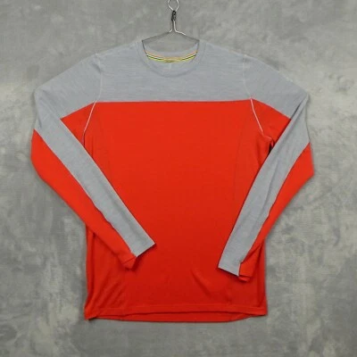 Camisa SmartWool Para Hombre Pequeña Roja Gris Manga Larga Merino Sport 250 Camiseta Cuello Redondo Foto 1 de 4