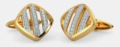 1.05ct Natural round diamond 14k solid yellow gold wedding men cufflinks - Image 1 of 4