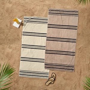 COPPIA ASCIUGAMANO DA SPIAGGIA A FASCIA Catherine Lansfield 75x150cm 100% cotone - Foto 1 di 5