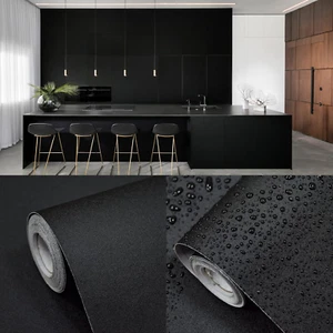Matte Black Peel and Stick Wallpaper Black Contact Paper for Cabinets and Drawer - Picture 1 of 6