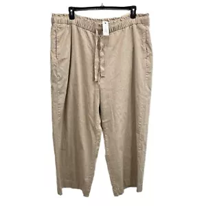 Lane Bryant Women Linen Blend Pull on Pants Size 22 Beige Wide Leg High Rise NWT - Picture 1 of 15