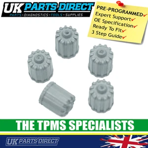 TPMS SAFE Tyre Valve Caps for BMW - Silver Grey Plastic Tyre Pressure Caps - Picture 1 of 7