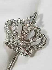 AB & Clear Crystal Crown Bag Charm Key Finder Silvertone - Picture 1 of 12