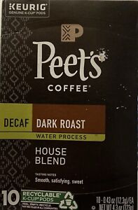 Peet's Coffee House K Cup Coffee Pods for Keurig Brewers Dark Roast 10ct