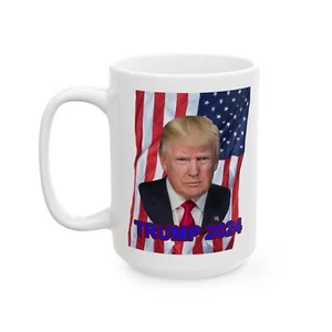 TRUMP 2024 Patriotic Ceramic Mug with American Flag Design, Gift - Picture 1 of 9