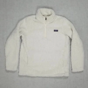 Patagonia Los Gatos Fleece Girls Pullover size XL 14 White 1/4 Zip Style 65495 - Picture 1 of 6