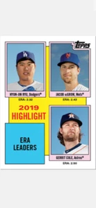 2020 TOPPS TBT 1984 DESIGN SET #3 CARD '19 ERA LEADERS COLE deGROM RYU #17 - Picture 1 of 1