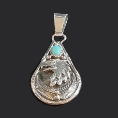 Indianerschmuck Türkis Anhänger Adler Eagle Navajo D.Morgan Westernschmuck USA - Bild 1 von 3