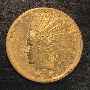 1916-S $10 Gold Indian Head - Polished - High Quality Scans #P742 - Picture 1 of 2