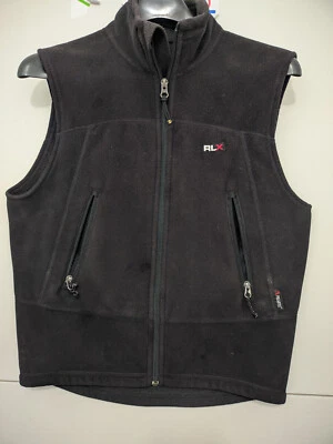 Ralph Lauren RLX Chaleco Para Hombres M Negro Cremallera Completa Exterior Activo Polar Bolsillo De Colección EE. UU. Foto 1 de 4