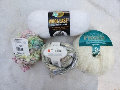 Lot of 4 Balls/Skeins Wool Blend Yarn Lion Gedifra Tweed Fleece Knit Crochet New - Image 1 of 4