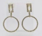 Boucles d'oreilles bijoux costume rétro vintage en pierre claire cerceau rond 52 mm