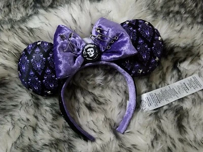 Papel pintado Mansión embrujada Disney lentejuelas negras encaje lazo oreja de Minnie diadema Foto 1 de 3