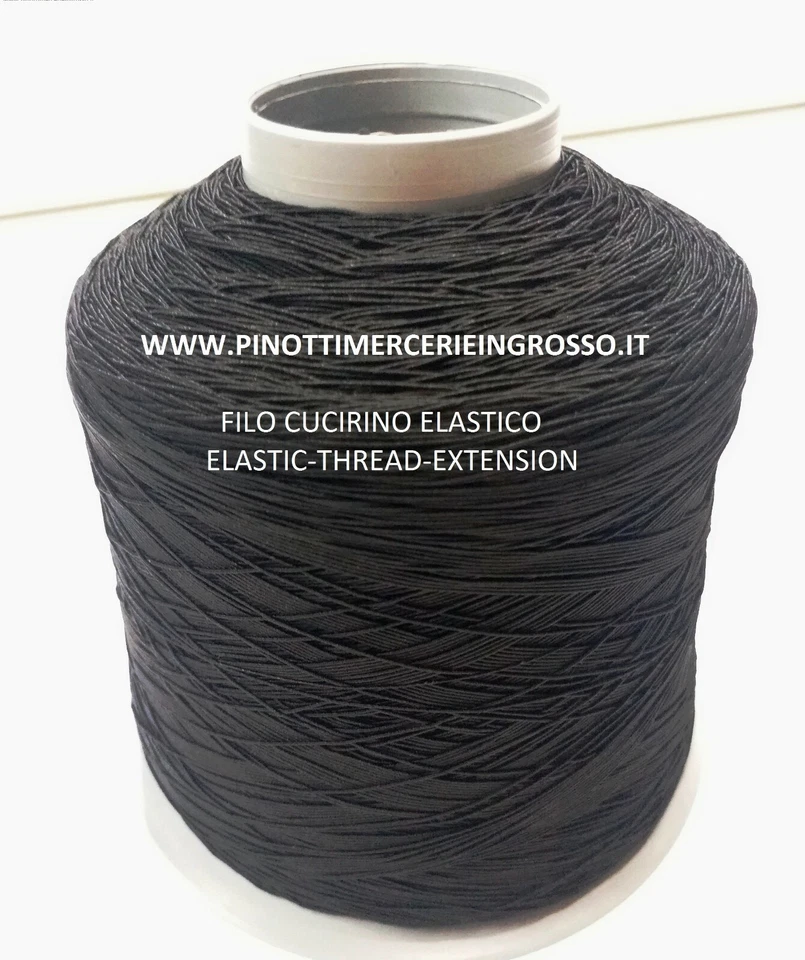 FILO ELASTICO CUCIRINO PER ARRICCIATURE O EXTENSION NERO-CONO DA MT 5250 - Immagine 1 di 1