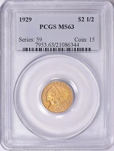 1929 INDIAN HEAD QUARTER EAGLE $2.5 GOLD PCGS MS63 - Picture 1 of 3