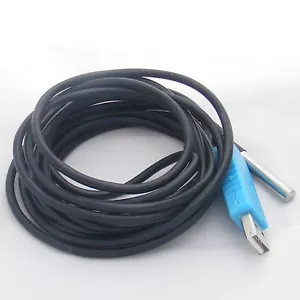 USB thermometer probe DS18B20 -55+125C 2m/6ft blue black steel for linux win pc - Picture 1 of 6