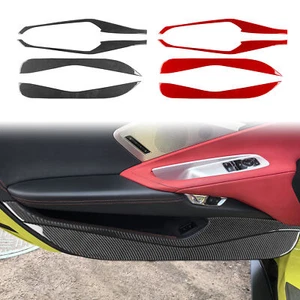 Real Carbon Fiber Inner Door Anti-Kick Panel Cover Trim For Corvette C8 2020-24 - Picture 1 of 12