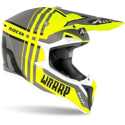 Casque Intégral Airoh Modèle Wraap Broken Jaune Noir Gris Mat Taille XS - Photo 1/4