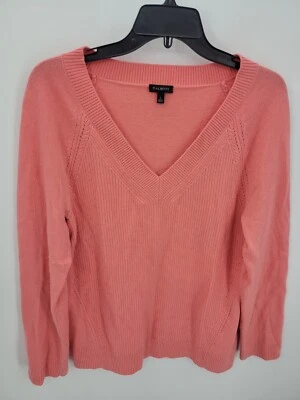 Suéter Talbots Mujer Grande Rosa Salmón Algodón Cachemira Lana Cuello en V Preppy Foto 1 de 4