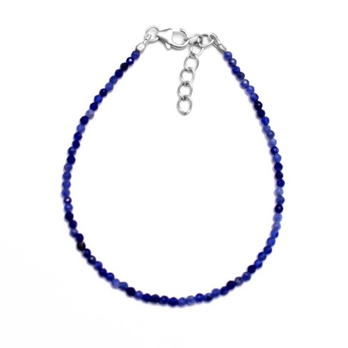 VALENTINO Bracciale Pietra Iolite Gemma Naturale 2mm Micro Sfaccettato Ragazza Donna Minimal