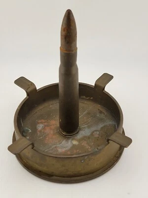 Rare WW2 Trench Art Ashtray From Military Shell Casing 105MM M14 S.M.C. 1945 - Image 1 of 4