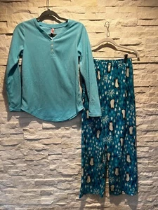 EUC Women's HUE 2-Piece L/S Fleece Pajama Set Top Bottoms Penguins Small - Picture 1 of 6