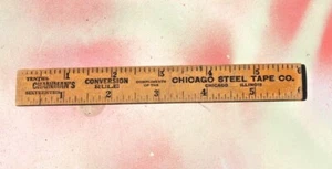 Vintage Chicago Steel Tape Co. 6" Wood Advertising Ruler, For Railroad - Picture 1 of 6