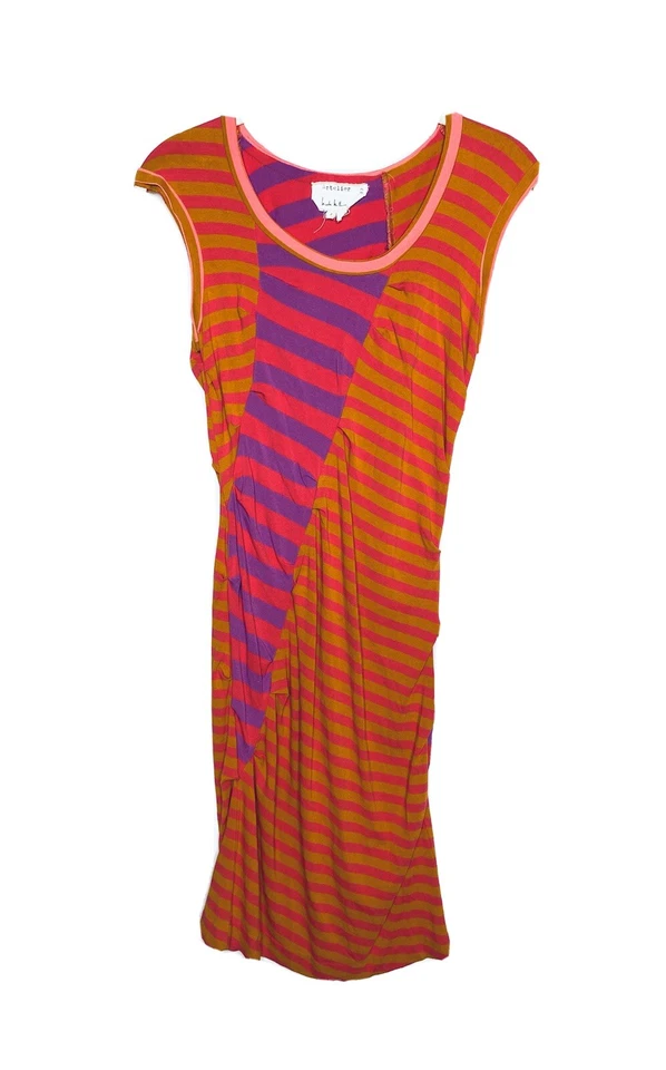 Vestido ceñido al cuerpo a rayas multicolor elástico talla S Nicole Miller Artelier para mujer Foto 1 de 4