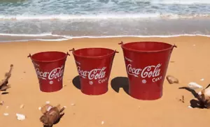 Vintage Large Size Iron Coca Cola Ice Buckets Original Old Fine Hand Painted - Picture 1 of 3