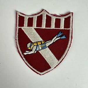 Vintage DIVER DOWN stemma scudo logo toppa ricamata rosso bianco - Foto 1 di 2