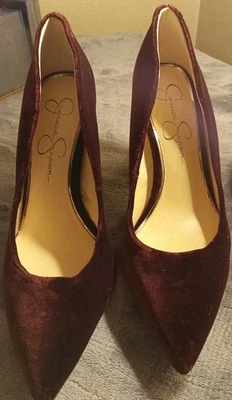 Tacones para mujer Jessica Simpson de cuero y gamuza talla 8,5 color granate #JS-TANYSHA Foto 1 de 4