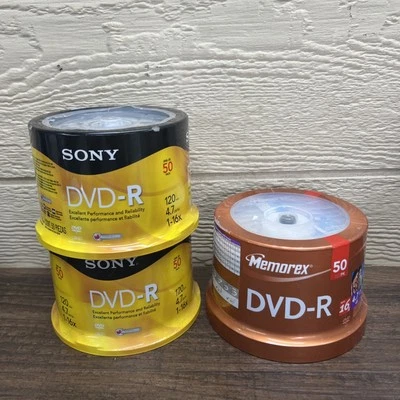 2 Qty Sony DVD-R 50 Pack 4.7 GB 120 Min Blank Media Disc 1x-16x 1qty Memorex - Image 1 of 4