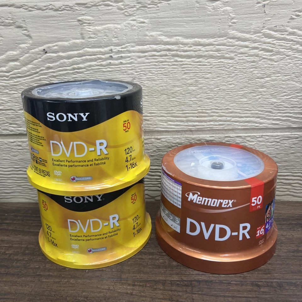 2 Qty Sony DVD-R 50 Pack 4.7 GB 120 Min Blank Media Disc 1x-16x 1qty Memorex - Image 1 of 4