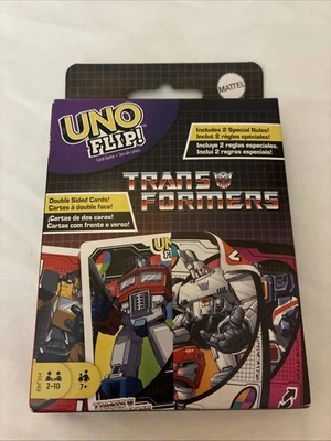 NUEVO raro MATTEL juegos UNO FLIP TRANSFORMERS tarjeta FAMILY NIGHT 2 reglas especiales Foto 1 de 2