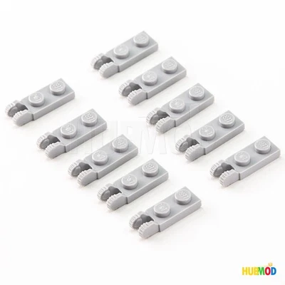 Lot of 10 LEGO Light Bluish Gray 1x2 Hinge Plate 44302 Locking w/ 2 Fingers End - Image 1 of 3