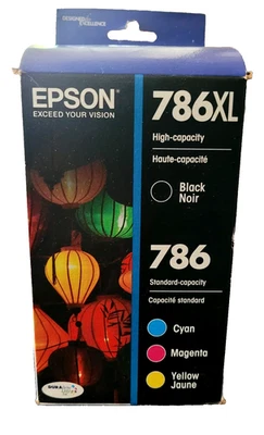 Epson 786 High-Capacity Ultra Black/Tri Color Combo Ink 4 Pk - NEW - EXP: 3/23 - Image 1 of 3